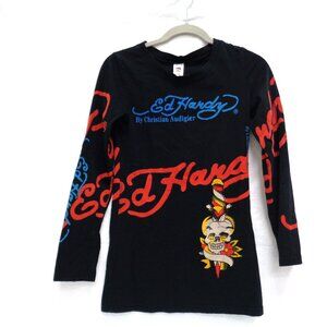 Ed Hardy by Christian Audigier Women's Graphic Tee Y2K Long Sleeve L